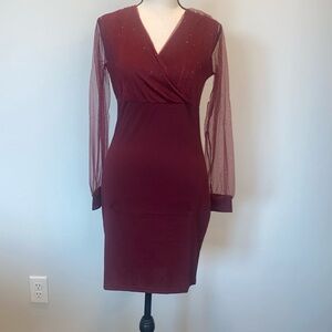 Unbranded Women’s Wine Holiday Sparkle Dress, Size Small, NIP